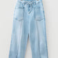 Ivory Detail Drawstring Barrel Jeans