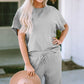 Solid Textured T-Shirt and Drawstring Pants Set