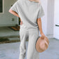 Solid Textured T-Shirt and Drawstring Pants Set