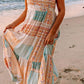 Mint Boho Patchwork Print Square Neck Sundress