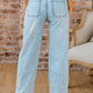 Ivory Detail Drawstring Barrel Jeans