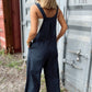 Plaid Print Buttoned Pocketed High Waist Jumpsuits