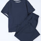 Solid Textured T-Shirt and Drawstring Pants Set
