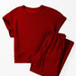 Solid Textured T-Shirt and Drawstring Pants Set