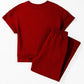 Solid Textured T-Shirt and Drawstring Pants Set