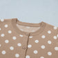 Polka Dot Short Sleeve Buttoned Sweater Cardigan