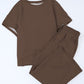 Solid Textured T-Shirt and Drawstring Pants Set