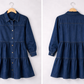 Button Down Babydoll Ruffle Denim Dress