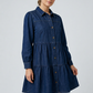 Button Down Babydoll Ruffle Denim Dress