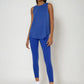Sheer Striped Mesh Active Tank with Cut-Out Back Blue