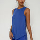 Sheer Striped Mesh Active Tank with Cut-Out Back Blue