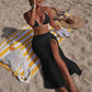 Solid Color Beach Sun Protection Tulle Skirt Sexy Three Piece Set Bikini Split Swimsuit