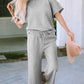 Solid Textured T-Shirt and Drawstring Pants Set