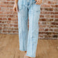 Ivory Detail Drawstring Barrel Jeans