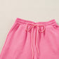 Solid Textured T-Shirt and Drawstring Pants Set