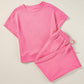 Solid Textured T-Shirt and Drawstring Pants Set