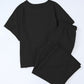 Solid Textured T-Shirt and Drawstring Pants Set