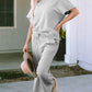 Solid Textured T-Shirt and Drawstring Pants Set