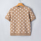 Polka Dot Short Sleeve Buttoned Sweater Cardigan